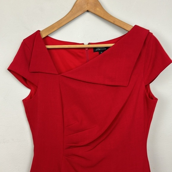 TAHARI Fold Over Neck Sheath Dress Sz 10 - Picture 4 of 10